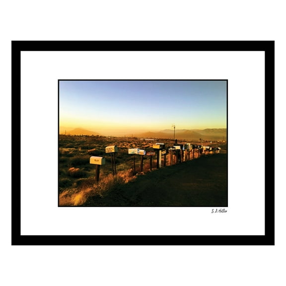 DESERT SUNSET MAILBOXES Framed Printed Photograph