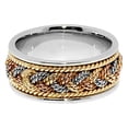 thumbnail image 2 of 14k Tri-Color Gold 8MM Hand Braided Weave Rope Design Wedding Band Comfort fit Size 8.5, 2 of 2