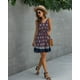 thumbnail image 5 of Mini vestido corto de verano con volantes y cuello en V floral para mujer con tirantes finos y botones Adepaton WRHS-42-2, 5 of 5