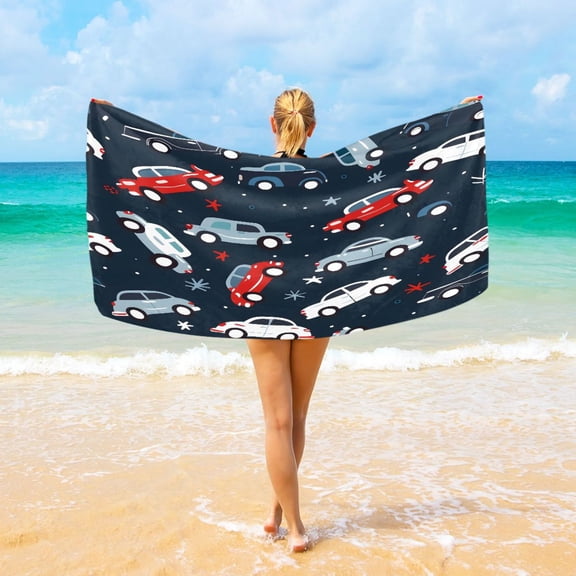 Ryvnso Cars Cartoon Oversized Beach Towel Microfiber Bath Blankets Swimming Fitness 37" x 74"