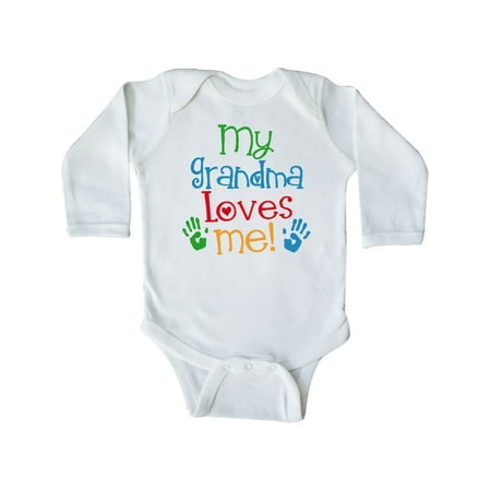 

Inktastic My Grandma Loves Me Gift Gift Baby Boy or Baby Girl Long Sleeve Bodysuit