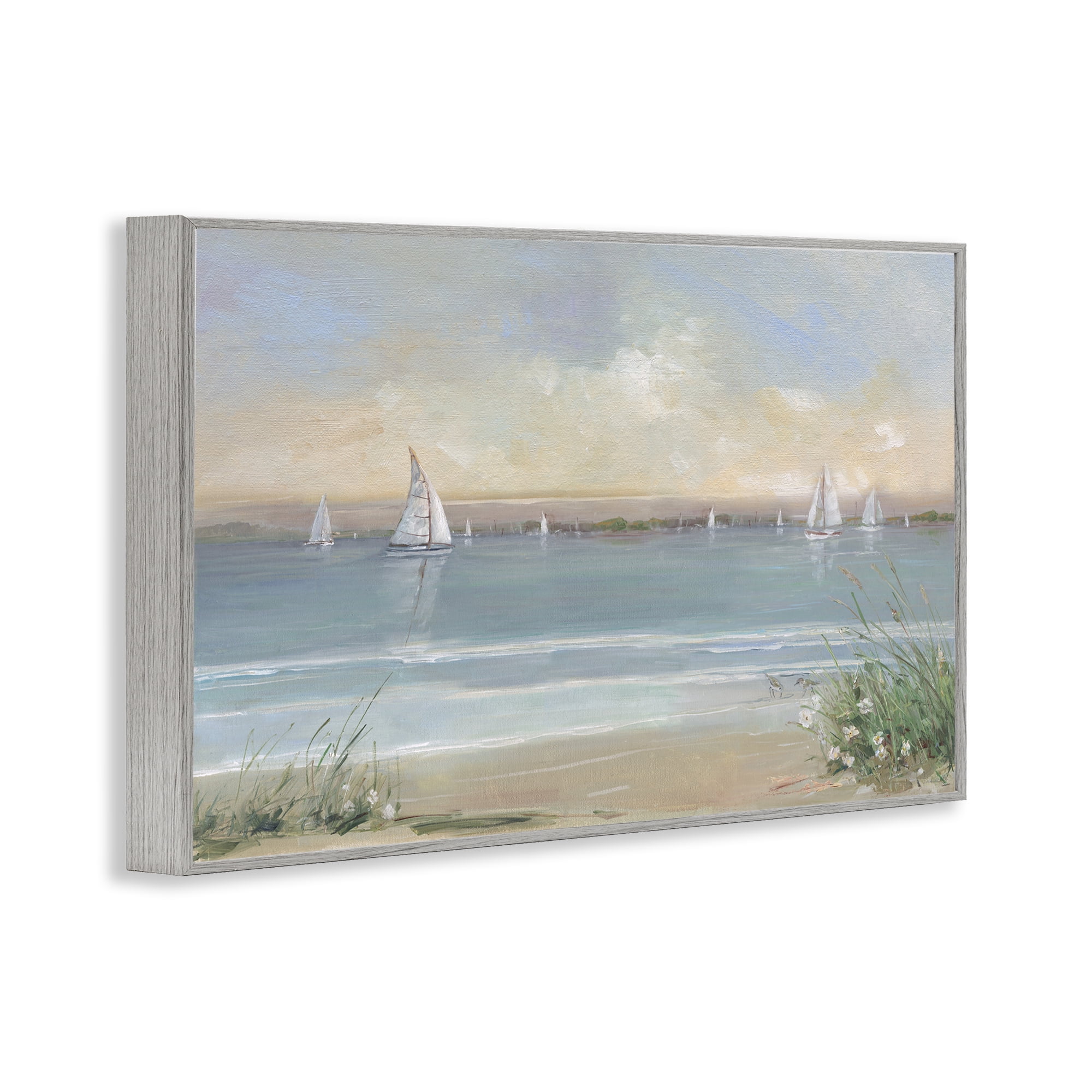 Stupell Industries Coastal Sailing At Dawn Gray Framed Giclee Art, design by Sally Swatland