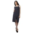 thumbnail image 3 of Bimba Button Down Dress For Women Chambray Pinafore DressKnee Length Short Dress, 3 of 7
