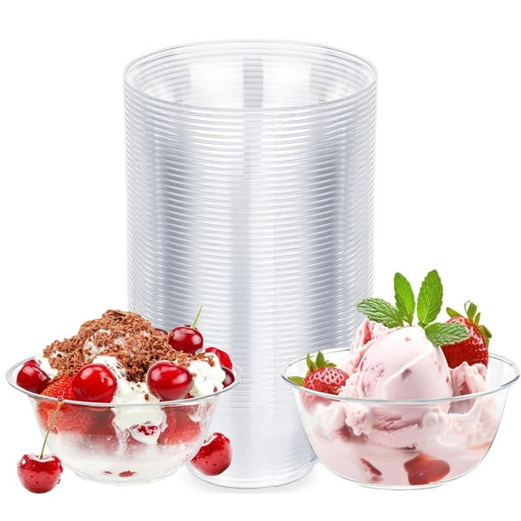 Clear Plastic Bowls for Parties,Bexikou 10 Oz 20 Pcs Disposable Party Serving Bowls,Hard Plastic Dessert Bowls for Serving, Weddings, Catering, Parties, Salsa, Home or Event Party Supplies