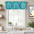 thumbnail image 2 of Turquoise Boho Kitchen Curtain Valances for Windows Farmhouse Short Curtains, Abstract Art Floral Ethnic Tribal Rod Pocket Valance Curtain for Bedroom Cafe Living Room 54"x18", 2 of 8