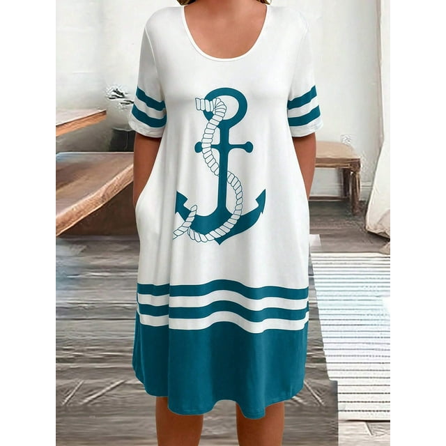 RWJDXD Robe à Col Rond Imprimée Numérique 3d Série Géométrique à Manches Courtes Ample Transfrontalière Aliexpress en Gros WQ6