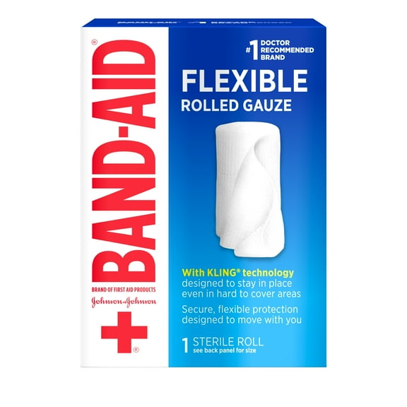 Band Aid Brand First Aid Product Flexible Rolled Gauze, 2 in x 2.5 yd (Pack of 2)