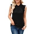 thumbnail image 3 of Womens Sleeveless Sweater Vest Mock Neck Cable Knit Fringe Cap Sleeve Boho Trendy Pullover Tank Tops Black XL, 3 of 9