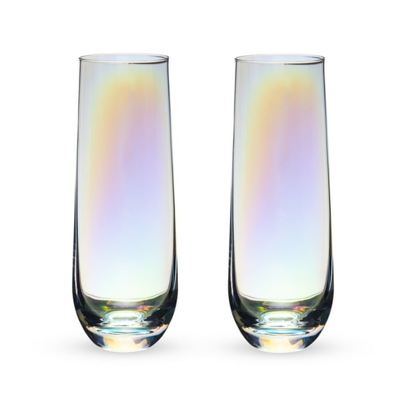 Twine Luster Champagne Flutes for Outdoor, Home Bar Gifts, 10 oz Set of 2