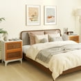 thumbnail image 2 of Patiojoy 2 pcs Rattan Nightstand Boho Accent Table with 2 Handwoven Rattan Decorated Drawers Bedside Table with Solid Wood Legs, 2 of 8