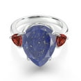 thumbnail image 2 of Gem Stone King 8.08 Ct Pear Shape Blue Lapis Red Garnet 925 Sterling Silver Ring (Size 7), 2 of 5