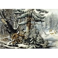 thumbnail image 2 of Currier, Nathaniel 24x18 White Modern Wood Framed Museum Art Print Titled - American Winter Sports - Deer Shooting on The Shattagee, 2 of 4