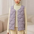 thumbnail image 6 of HAiming Womens Padded Vest Sleeveless Round Neck Snap Button Solid Color Quilted Coat Trendy Clothes, 6 of 6