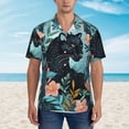 thumbnail image 2 of Susaid Black Panther Floral Illustration Print Short Sleeve Shirts Button Down Casual Shirts Summer Beach Aloha Button Down Short Sleeve for Men ,Medium, 2 of 7