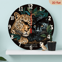 2D Flat 1pc 10Inch Leopard-Themed Wooden Round Wall Clock - Silent Non-Ticking Farmhouse Decor with 2D Flat Print Art, Easy-to-Read Black Golden Design for Kitchen, Bedroom