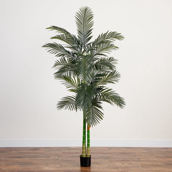 Nearly Natural Golden Cane Palm Artificial Potted Tree - 8' - Green