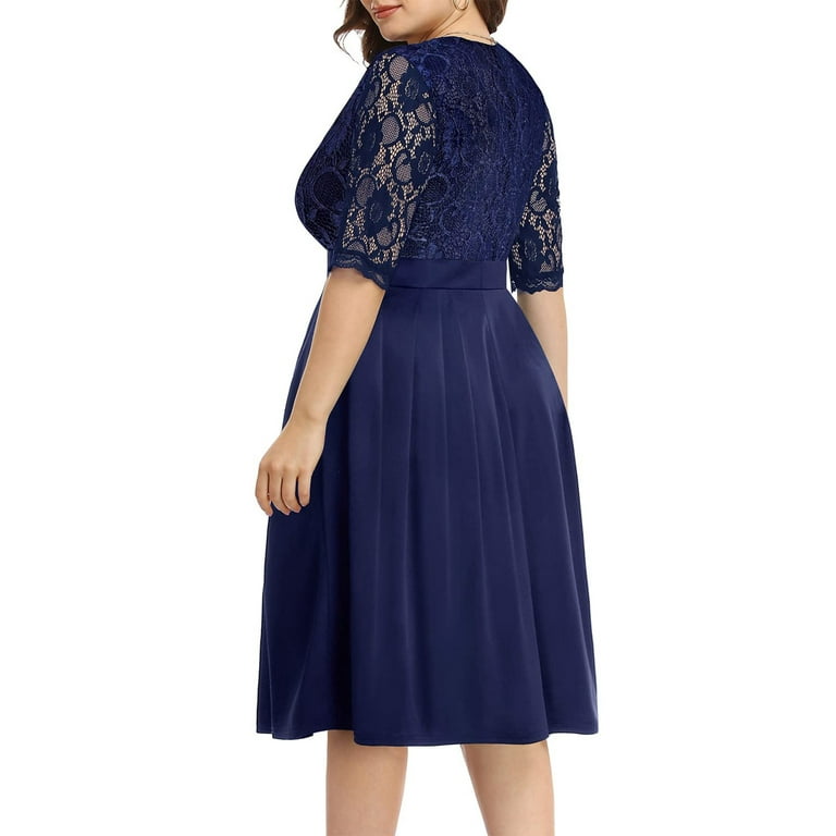 Navy lace swing dress 2025