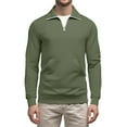 thumbnail image 3 of Evdexr Mock Neck Sweatshirt for Men Quarter Zip Pullover Winter Stand Collar Polo Shirts Long Sleeve Half Zip Workout Shirt Slim Fit Big and Tall Sweater Army Green XL, 3 of 5