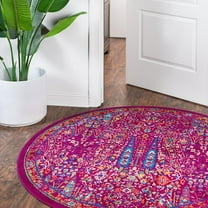 Unique Loom Calypso Collection Area Rug - Kaiso (5' 3" Round Pink/Blue)