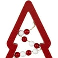 thumbnail image 5 of Northlight Set of 3 Red and White Beaded Christmas Trees Wooden Table Decorations 0.98 FT, 5 of 6