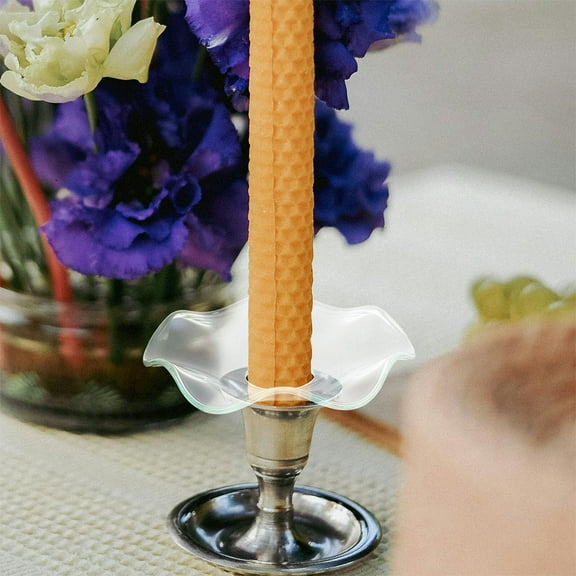 Raindrops 2pcs Glass Candle Holder Plate Wax Drip Catcher Clear Taper Candle Rings Decorative Glass Candle Protectors Candlestick Accessories