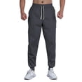 thumbnail image 1 of Ceisia Men Solid Color Loose Casual Pants Elastic Waist Drawstring Sports Gift Work Trousers, 1 of 4