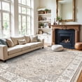 thumbnail image 4 of 10x14 Washable Vintage Area Rug - Large Rugs For Living Room Soft Stain Resistant Carpet With Non-slip Backing Low Pile Water King Size Bed Pet Friendly Home Decor Mat(10x14 Beige), 4 of 7