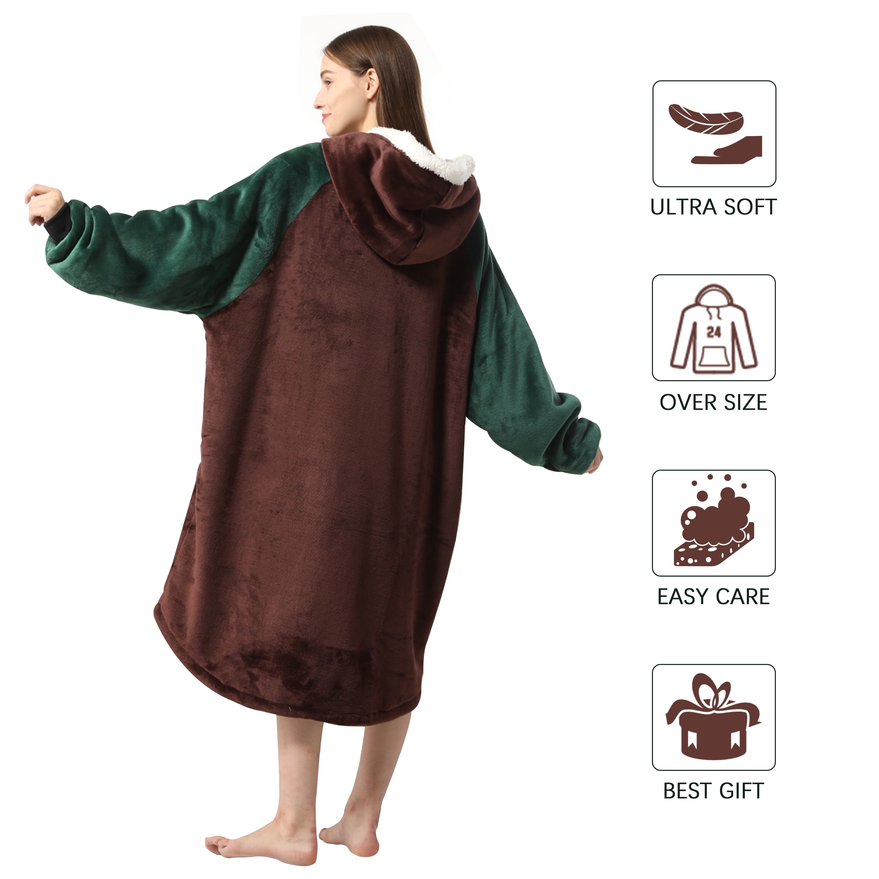 Oversized Wearable Blanket Hoodie, Sherpa Blanket Throws Hoodie Sweatshirt for Women Men