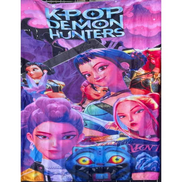 Exclusiva! Cobija Frazada Ultra Suave K-Pop Demon Hunters HUNTRIX Collage