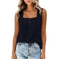 thumbnail image 6 of Miluxas Womens Tank Tops Stitched Contrast Trim Sleeveless Square Neck Tank Top Loose Fit Casual Summer Basic T Shirt for Daily & Vacation Navy, 6 of 9