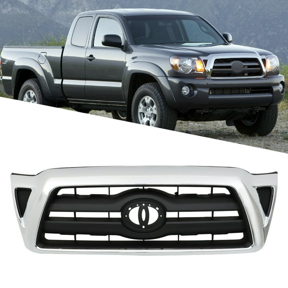 munirater Front Grille Chrome with Black Insert Replacement for Tacoma 2005 2006 2007 2008 TO1200268