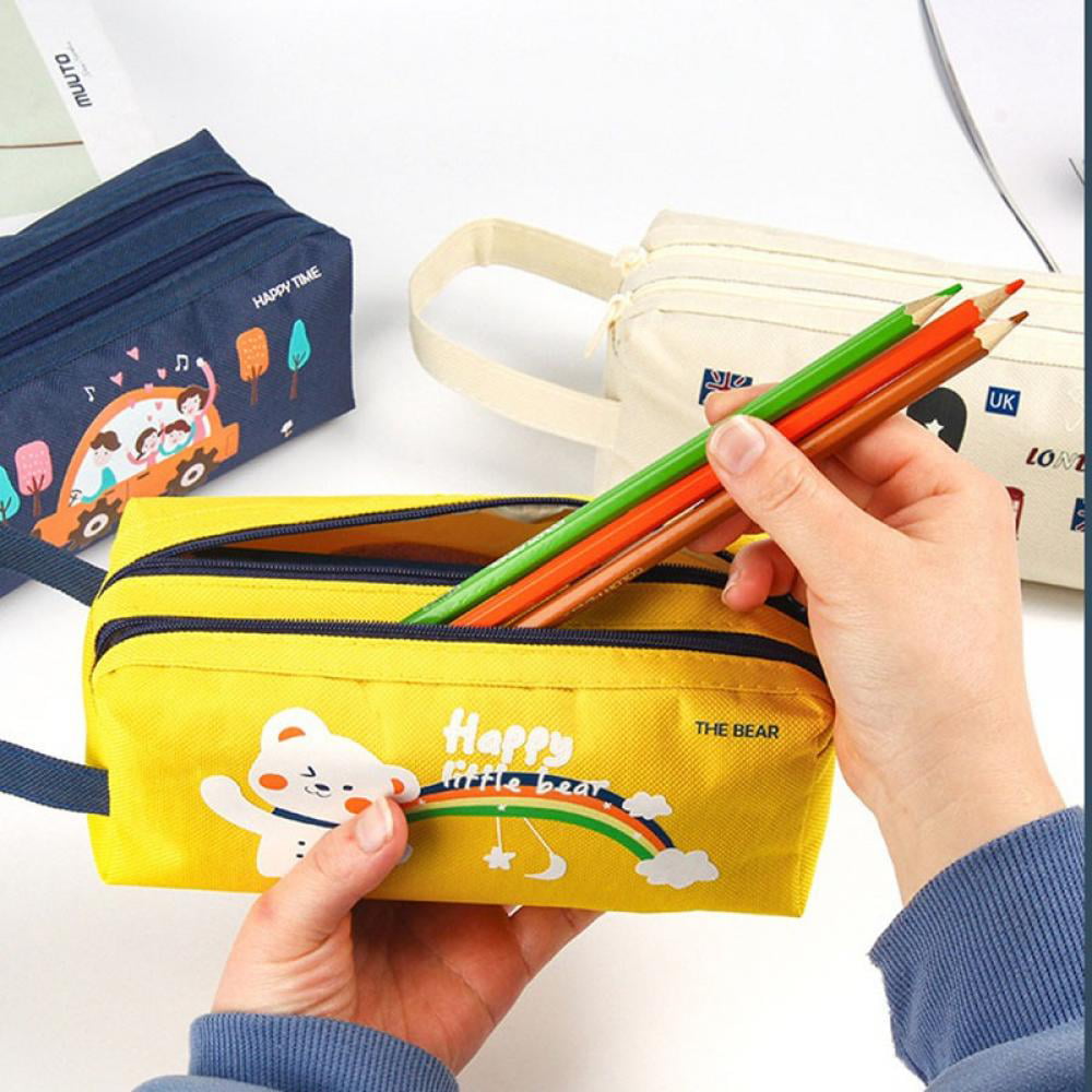 Xmmswdla Pencil Bag Pen Case Cosmetic Makeup Bag Pen Pencil Stationery Pouch Bag Case/PU Leather Small Pencil Pouch Students Stationery Pouch Zipper
