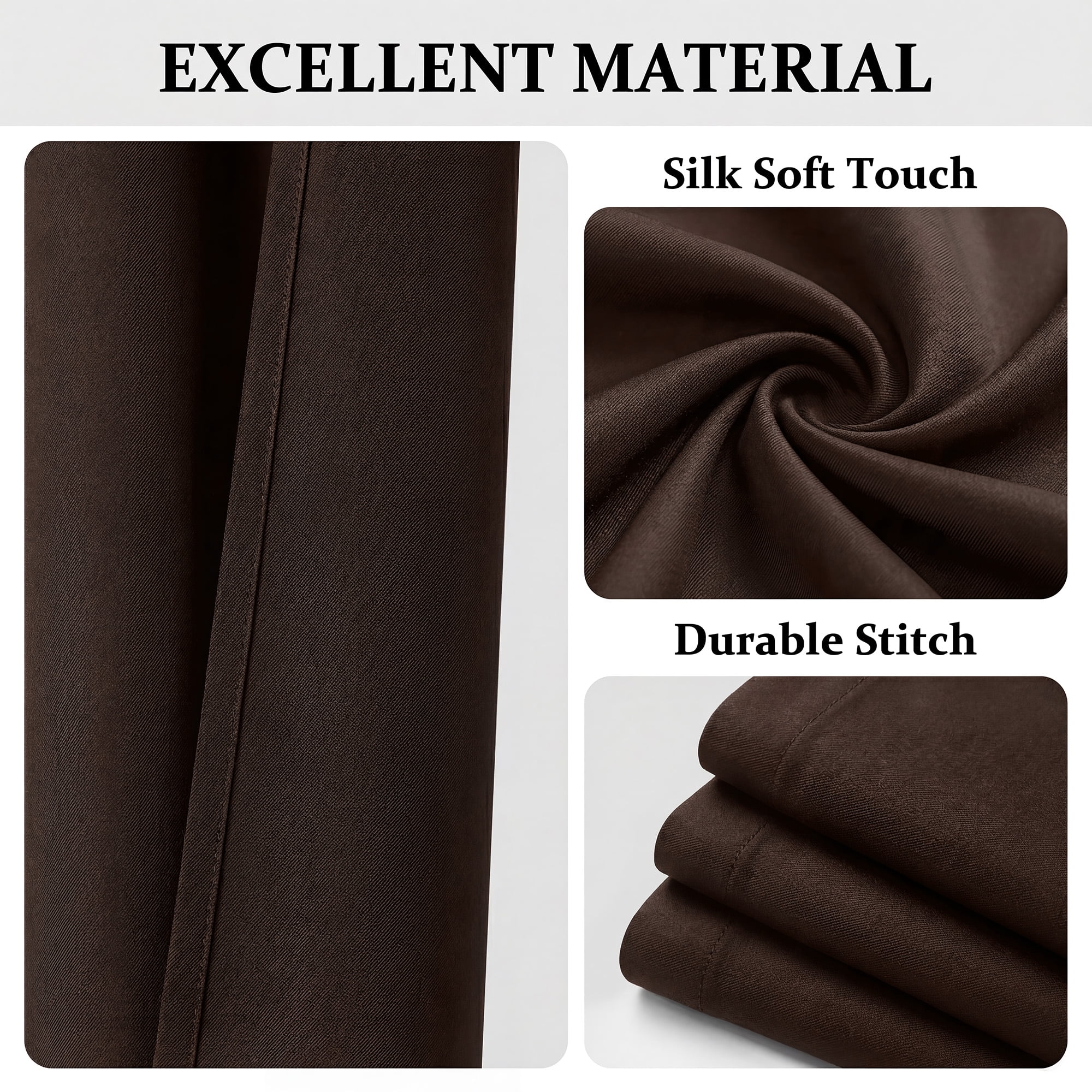 Blackout Curtains, Blackout Curtains Set of 2 for Bedroom Living Room 42x72 in, Thermal Insulated Room Darkening Drapes with Grommet Top, Noise Reduction & Light Blocking, Brown