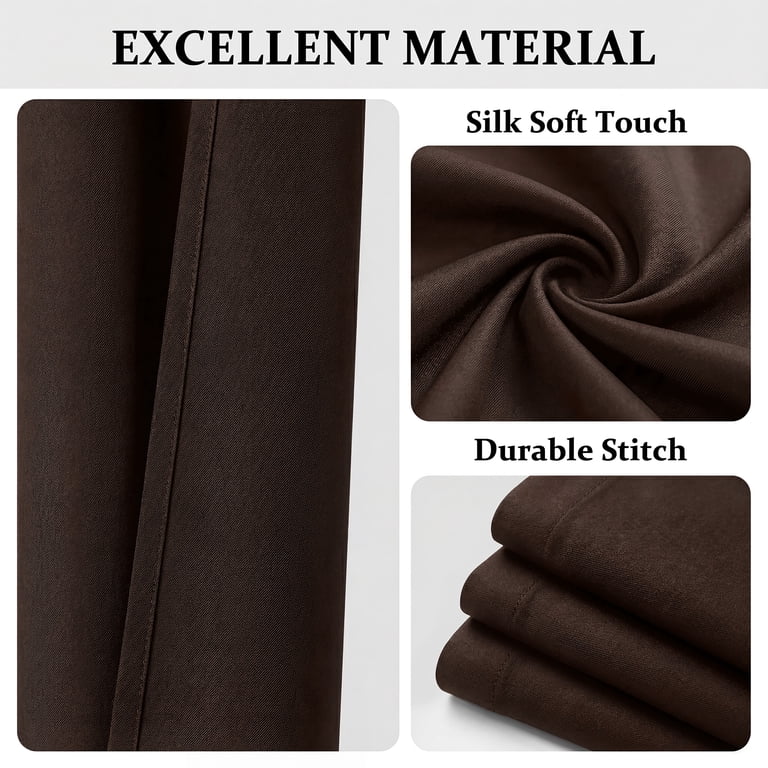 Cshidworld Blackout Curtains, 42"W x 63"L, Brown, Set of 2 photo 2