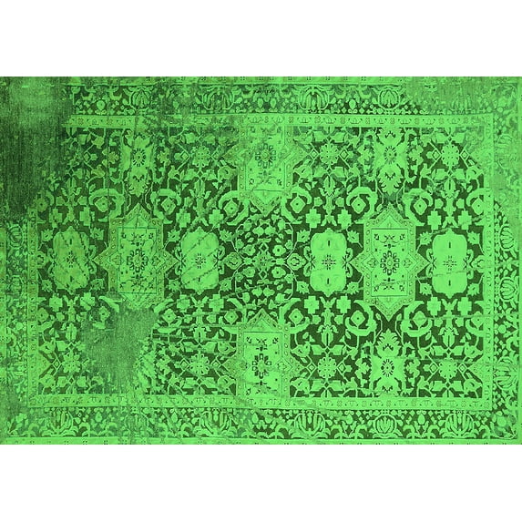 Ahgly Company Indoor Rectangle Oriental Green Industrial Area Rugs, 3' x 5'