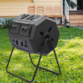 thumbnail image 3 of Magshion 43 Gallon Outdoor Dual Chamber Compost Bin, Rotating Composter Tumbling with 2 Sliding Doors, Gloves and Aeration System, Garden Compost Tumbler, BPA Free, Black, 3 of 10
