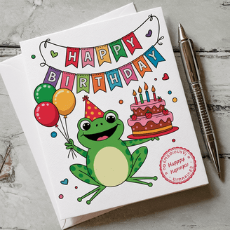 Sushi Ezen Frog Birthday Card - Funny Japanese Sushi Lover Greeting Card (5x7 Inches)