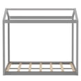 thumbnail image 3 of Max & Lily Twin Size Solid Wood House Bed Frame with Roof for Kids Bedroom Furniture, Grey, 3 of 9