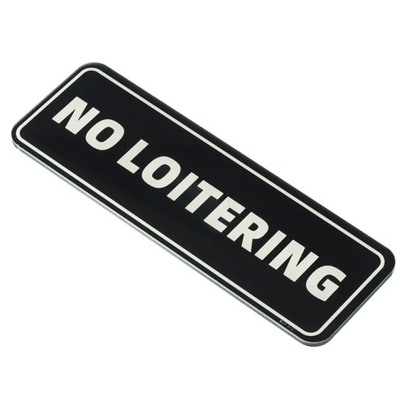Uxcell No Loitering Sign 9"x3" Self Adhesive Door Sticker Symbol Black