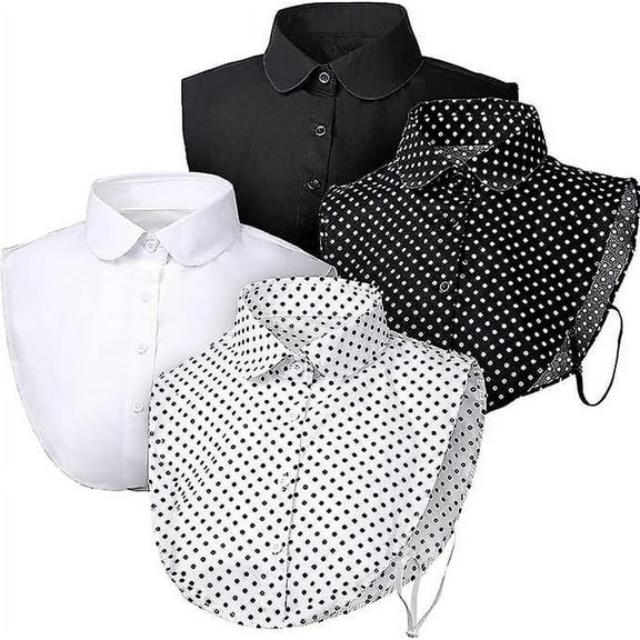 Women's Fake Collar Detachable Dickey Collar Faux False Collar Polka Dots Half Shirts Blouse For Women Girls, White, Medium