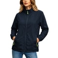 thumbnail image 3 of Women's Loose Fit Stand Up Collar Zip Up Solid Color Jackets Outerwear Comfy Lightweight Outdoor Casual Daily Wear | CSEONE,Black L, 3 of 9