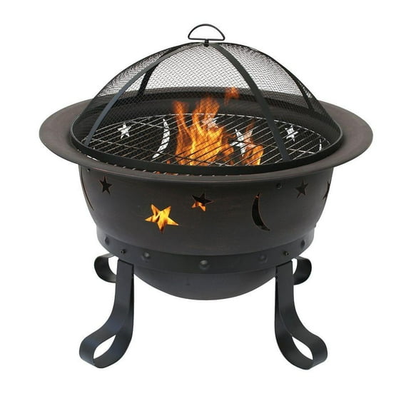Endless Summer Oil Rubbed Bronze Wood Burning Outdoor Firebowl with Stars And Moons