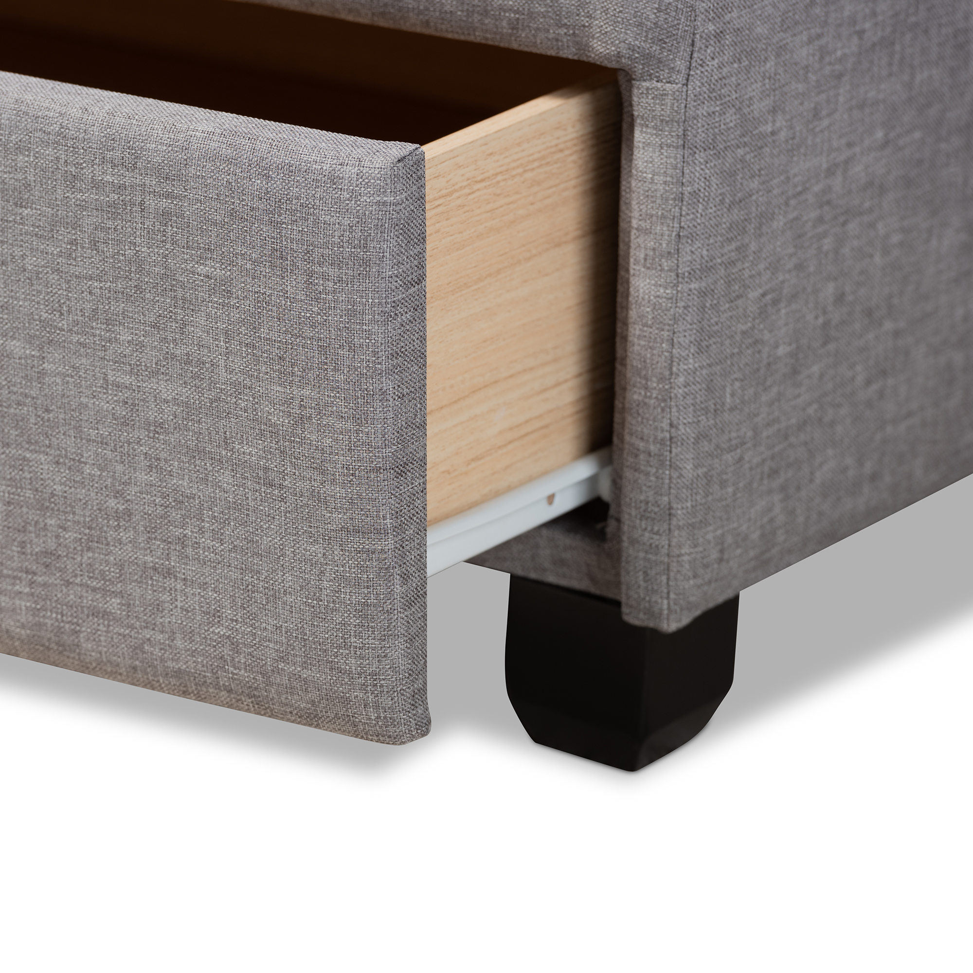 Baxton Studio Netti Light Grey Fabric Upholstered 2-Drawer King Size Platform Storage Bed
