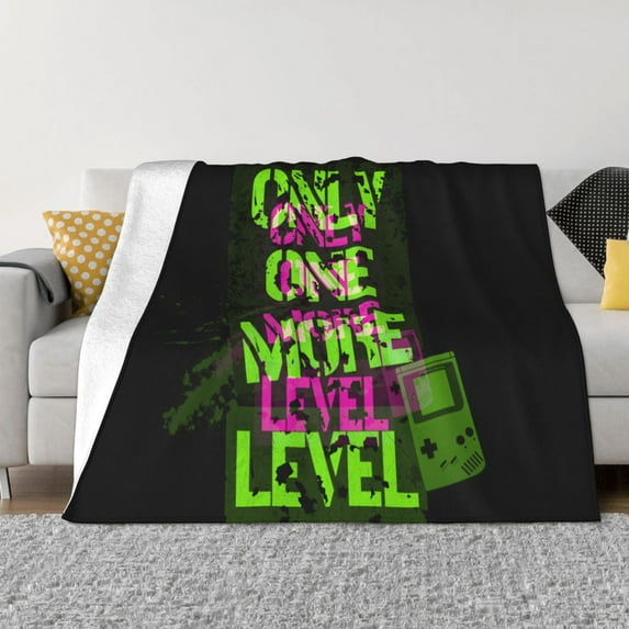 XMXT Throw Blanket, Game Mode Slogan Green Pattern Machine Washable Blankets for Sofa, 50 x 40 inches Black