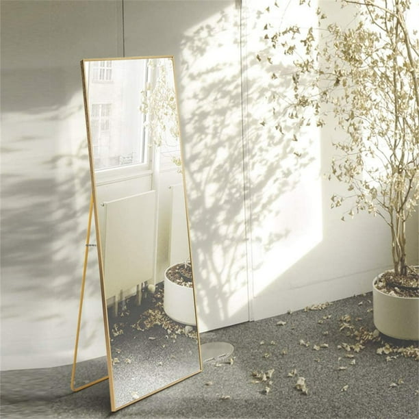 Tnbiu Full Length Mirror 59 X16 Wall Mounted Standing Hanging Large Floor For Bedroom Living Locker Room Gold Com Wall Mounted Mirror Standing Hanging, How To Hang A Very Heavy Full Length Mirror