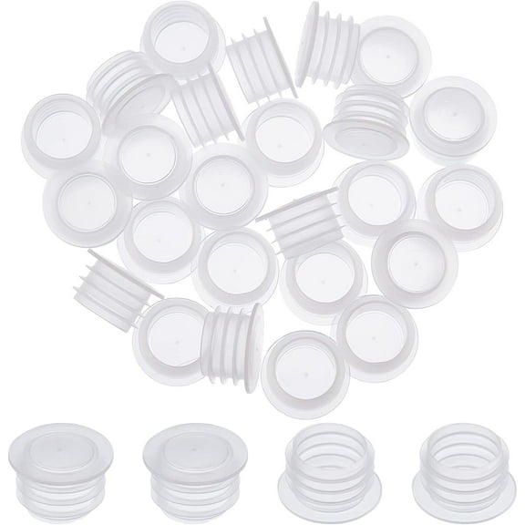 25PCS Salt and Pepper Shaker Stoppers Plastic Salt Shaker Plug Stopper 1/2 Inch Replacement Plug Bottle Caps Reusable Clear Round End Cap for Bottles Pipes Flower Pots for DIY