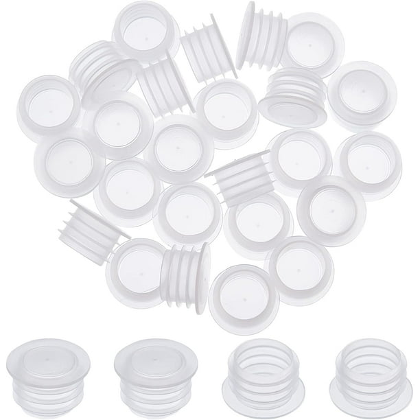25 tapones de plástico para salero y pimentero, de 1/2 pulgada, reutilizables, transparentes y redondos.