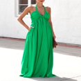 thumbnail image 2 of Robe à Nouer pour Femmes Col Halter Couleur Unie pour Tenue Décontractée d'Été, 2 of 9