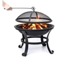 thumbnail image 5 of Fogata al aire libre Fogata Fogata de acero Fogata Estufa de calefacción para Patio Jardín con tapa de parrilla de póquer Negro 565650cm Vhermosa Juegos de Mesa, 5 of 5