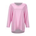 thumbnail image 5 of Dpytoraw Women's Casual V Neck Pullover 3 4 Sleeve Solid Color Base Top Plus Size Tops, 5 of 5